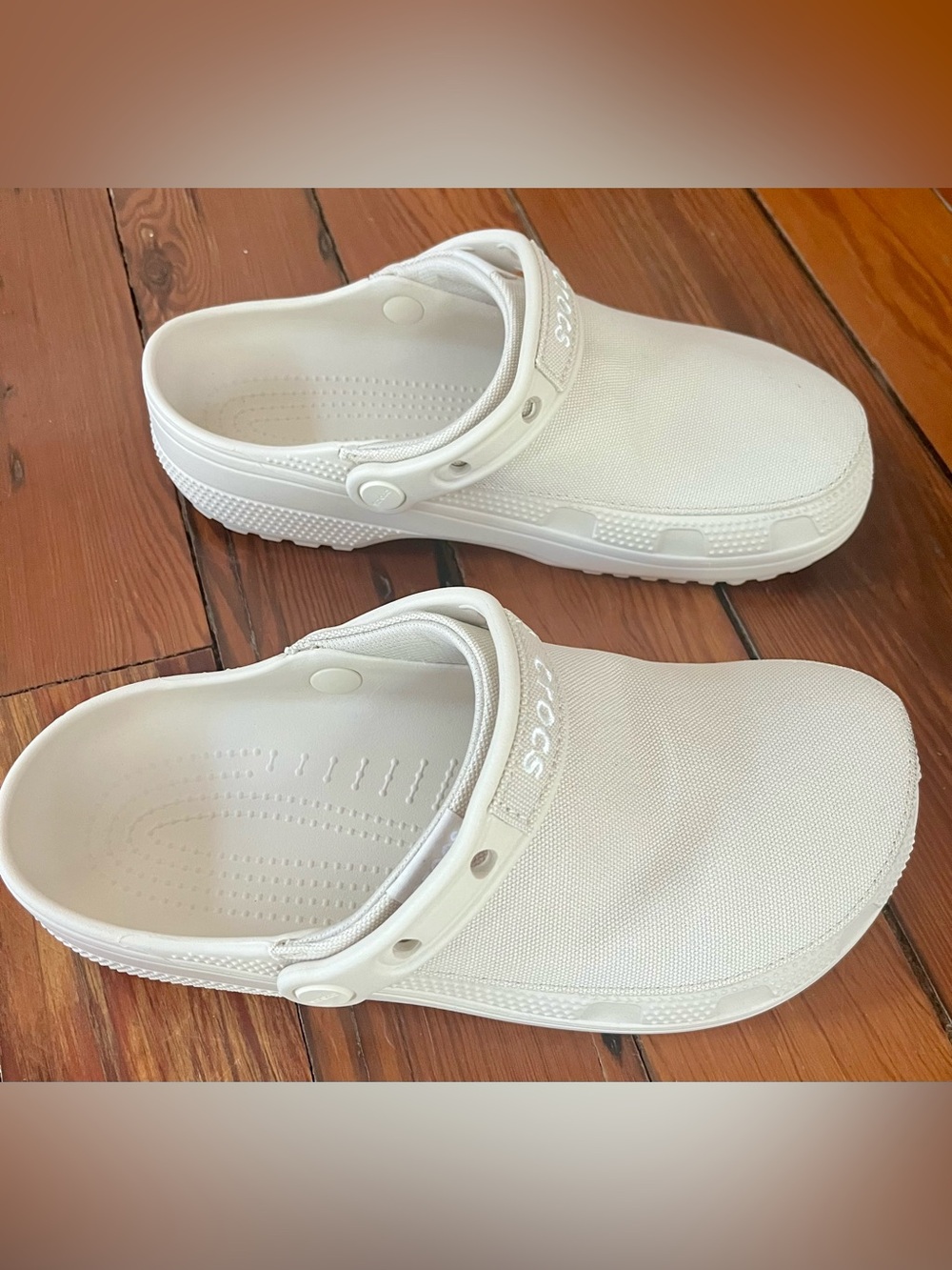 Crocs Classic Canvas Clogs Khaki Beige Women’s Size 10 - Picture 2 of 5